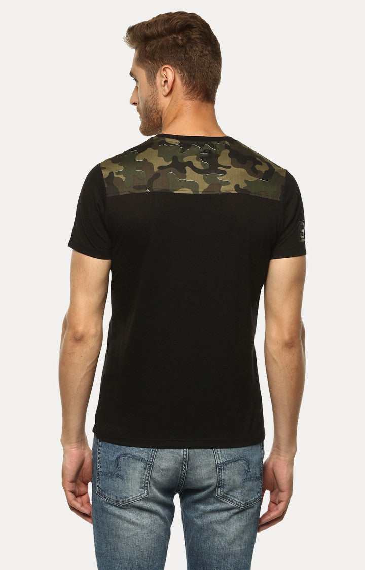 Spykar Black Solid Slim Fit Men T-Shirts