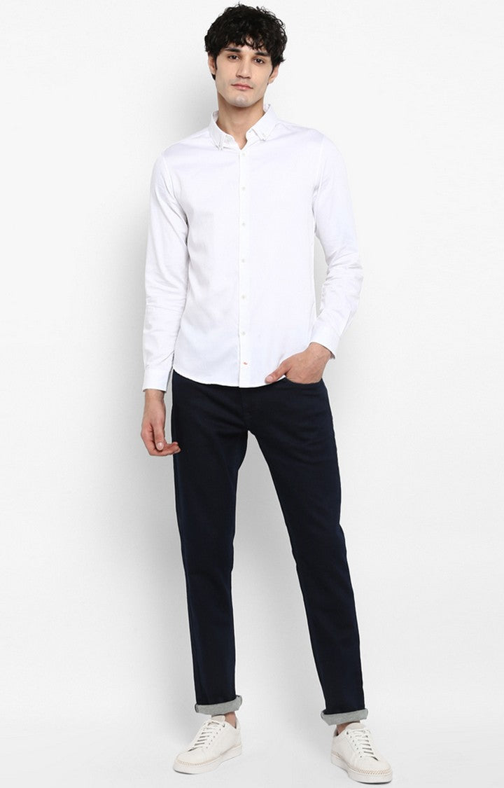 Spykar Men'S White Satin Solid Casual Shirts