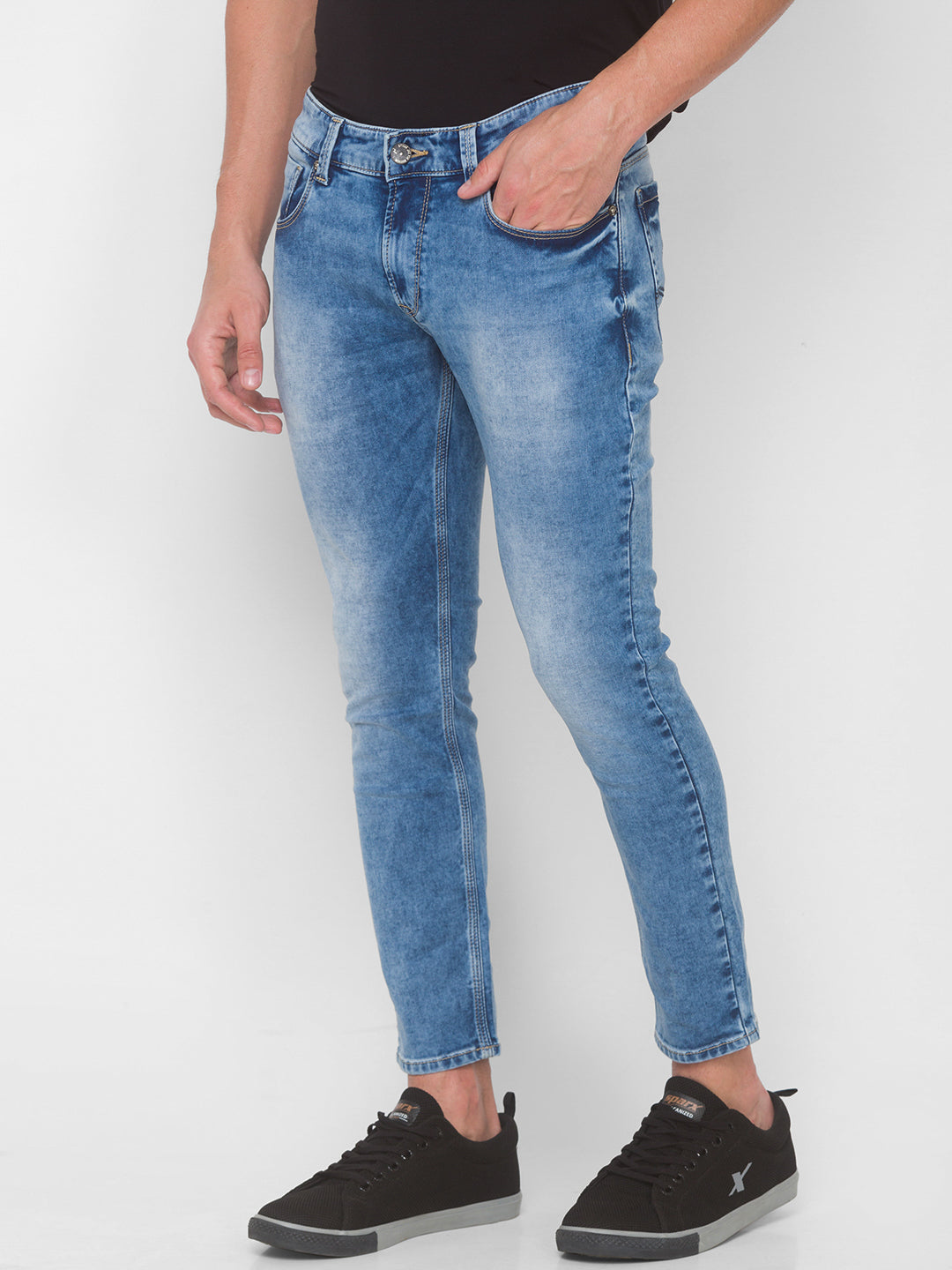 Spykar Men Blue Cotton Slim Fit Tapered Length Jeans (Kano)