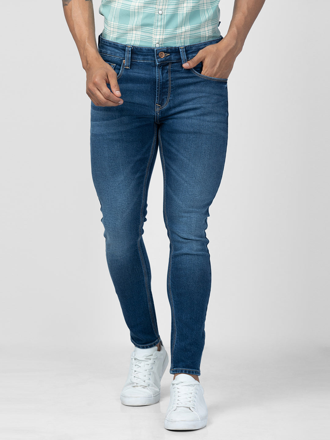 Spykar Men Dark Blue Cotton Slim Fit Tapered Length Jeans (Kano)