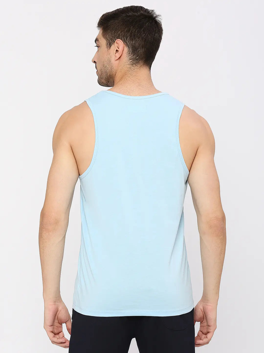 Men Premium Fashion Powder Blue Muscle Vest- Underjeans by Spykar