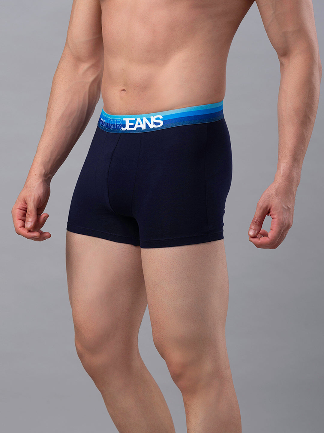 Men Premium Navy-Blue Cotton Blend Trunk- Underjeans By Spykar