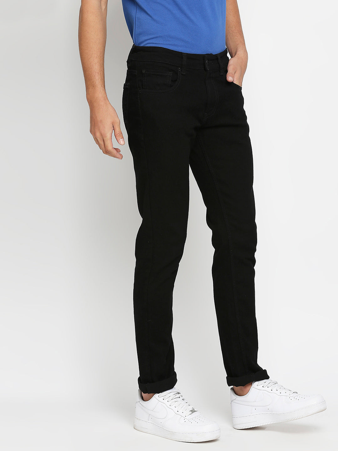 Spykar Men Black Cotton Regular Fit Narrow Length Jeans - (Rover)