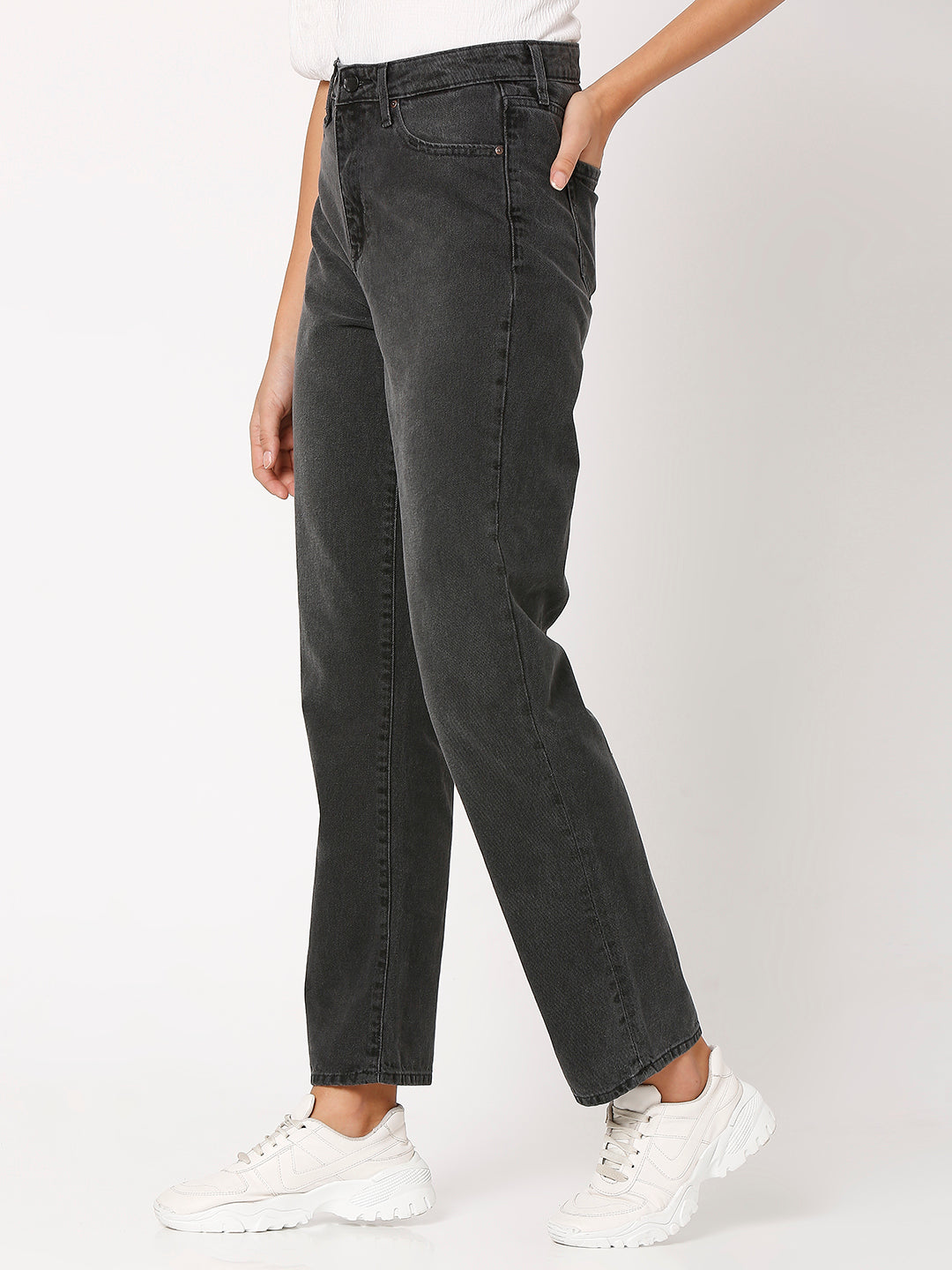 Spykar Black Straight Fit Regular Length Jeans For Women (Bella)