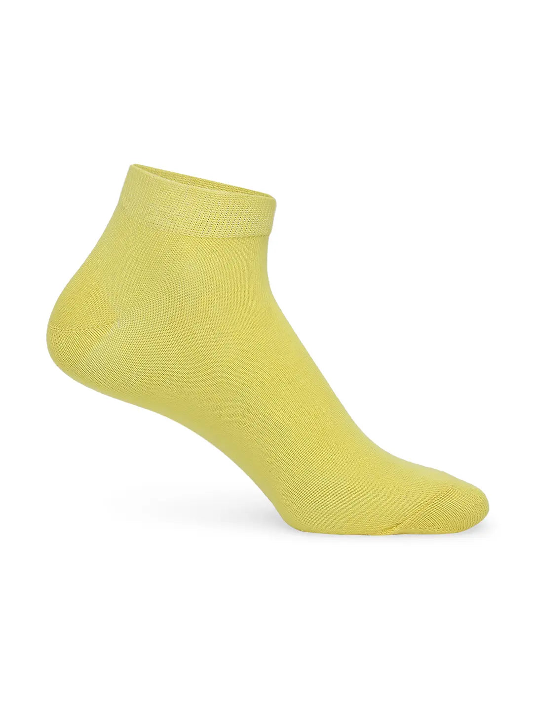 Men Olive & Yellow Cotton Blend Sneaker Socks - Pack Of 2 - Underjeans by Spykar