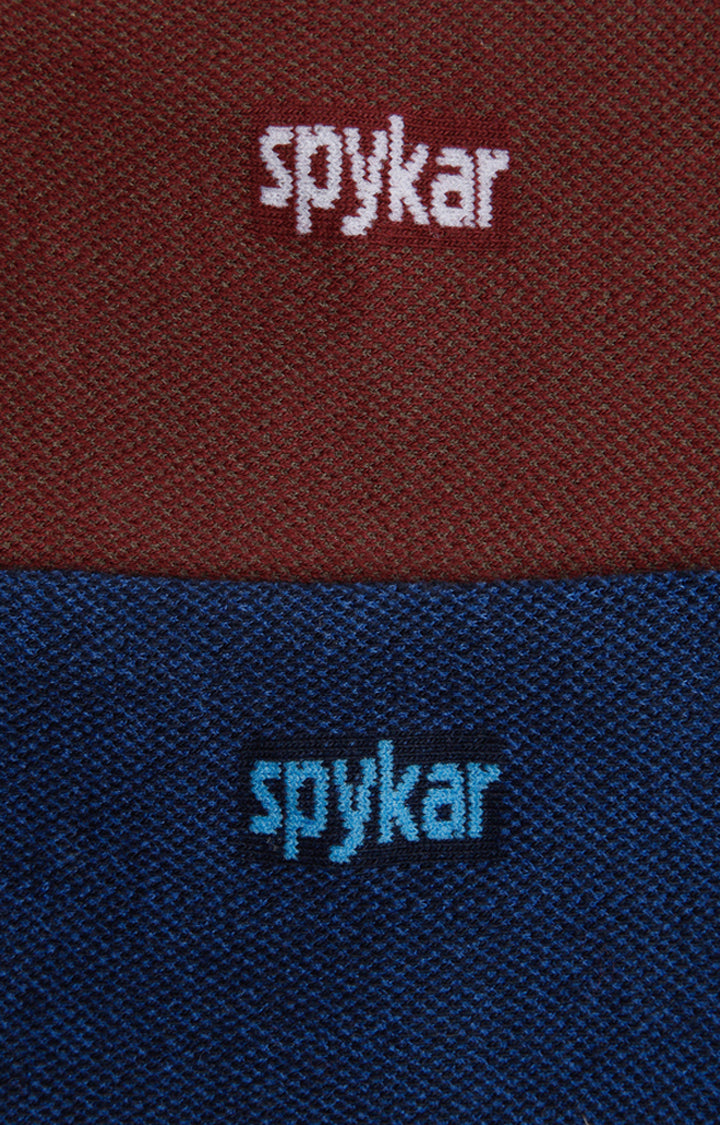 Spykar Maroon_Navy Cotton Ped Socks - Pack Of 2