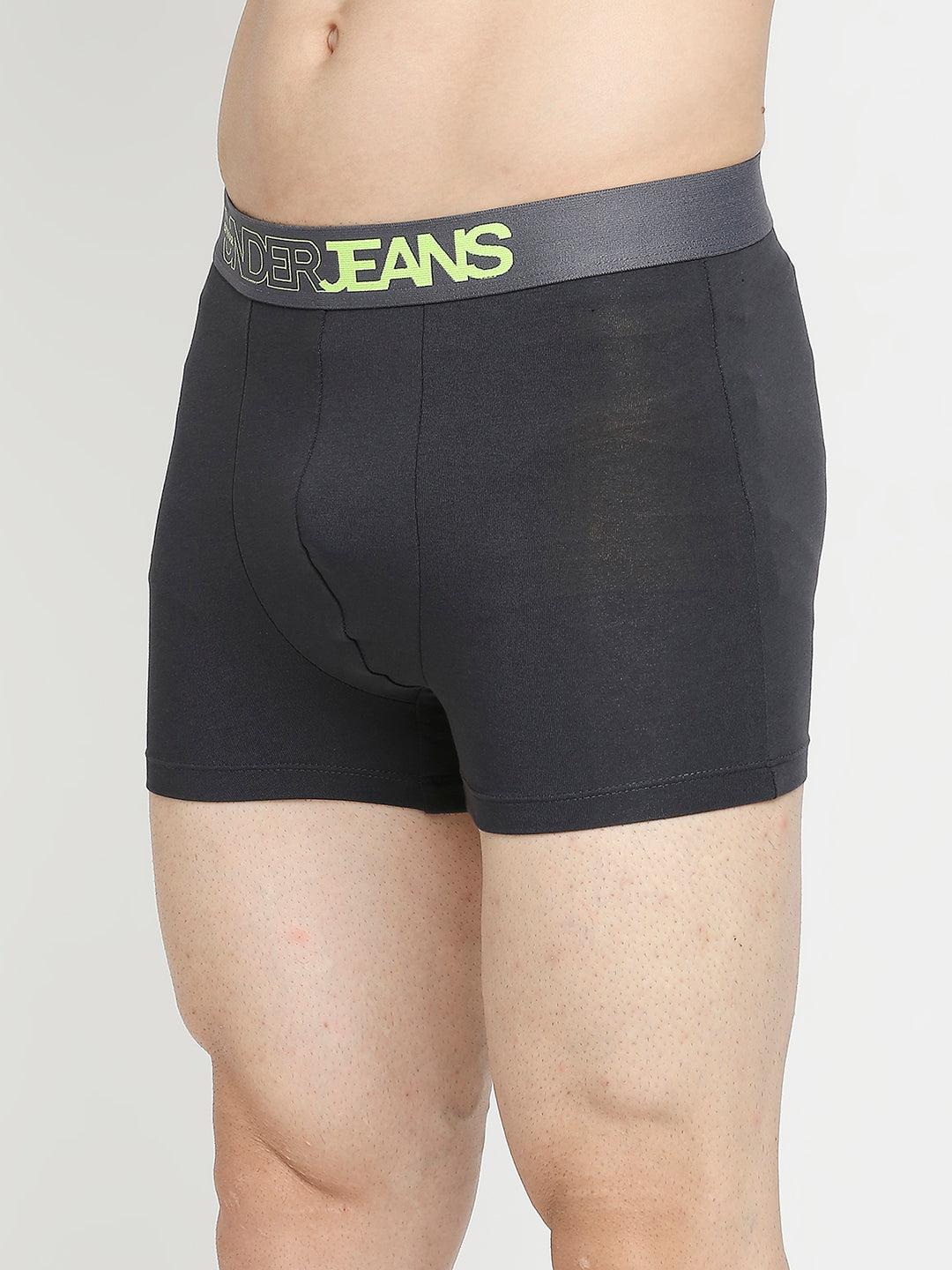 Men Premium Yellow & Dark Grey Cotton Blend Trunk - Pack Of 2- Underjeans By Spykar