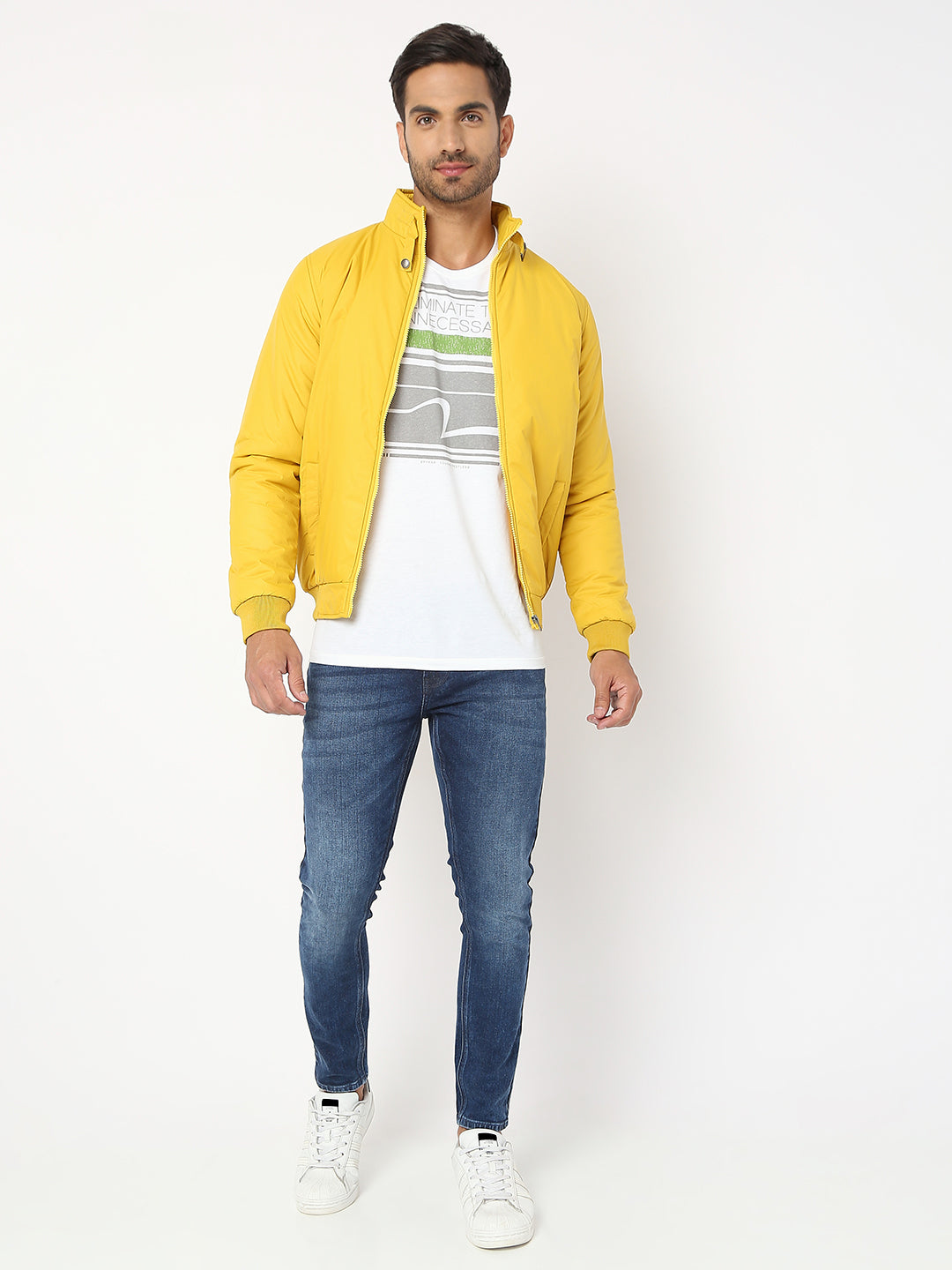 Spykar Men Yellow Nylon Regular Fit Jacket