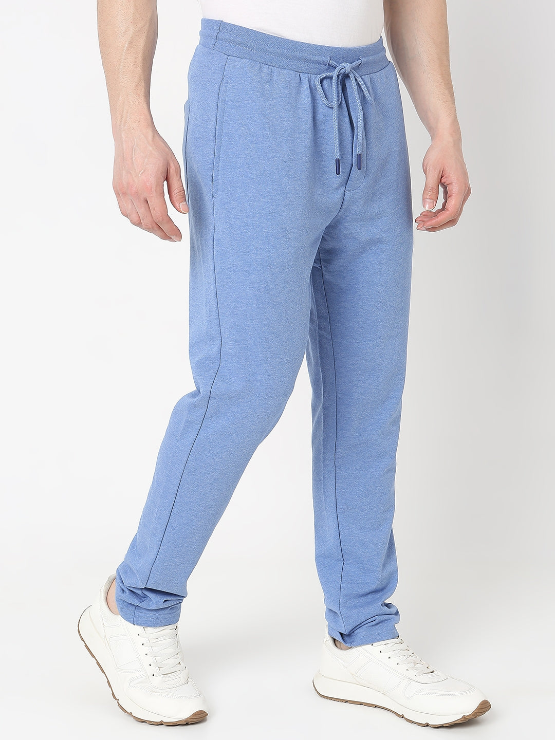 Underjeans by Spykar Men Premium Knitted Blue Melange Pyjama