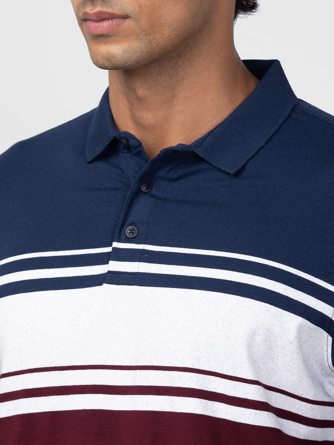 Spykar Men Wine Cotton Regular Fit Half Sleeve Printed Polo T-Shirt