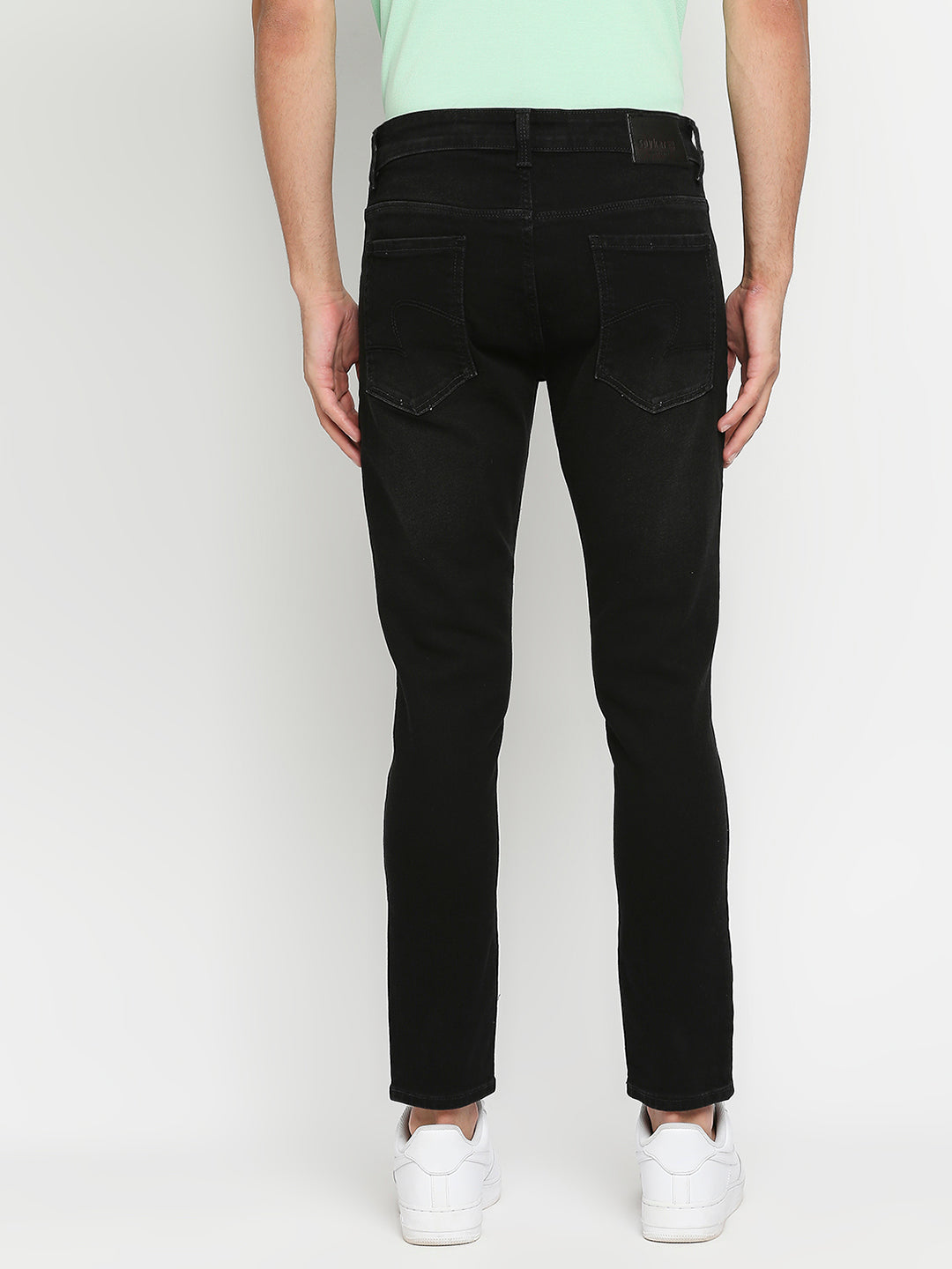 Spykar Black Cotton Slim Fit Tapered Length Jeans For Men (Kano)