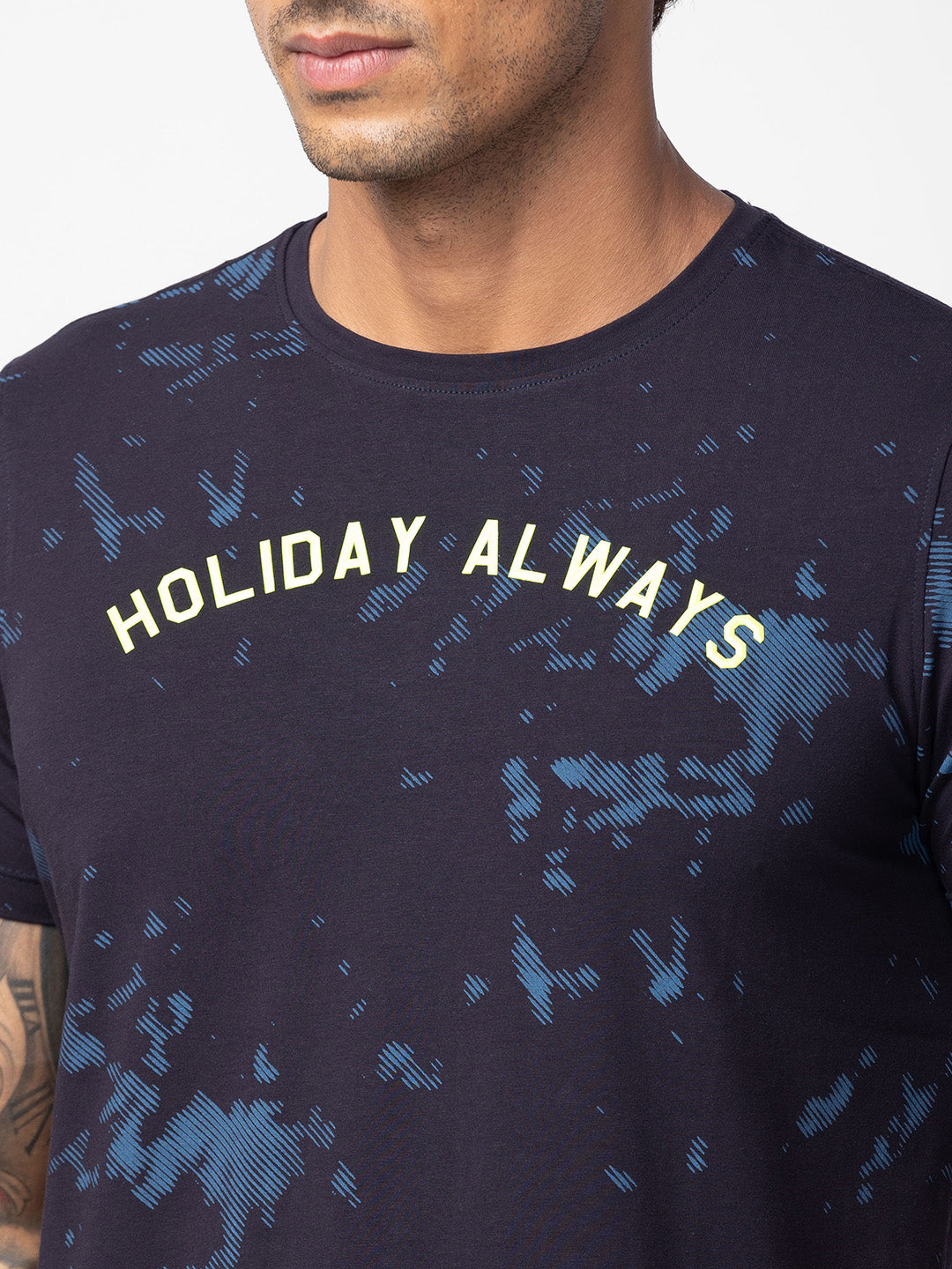 Spykar navy printed half sleeve t shirt - G3-MTS16486