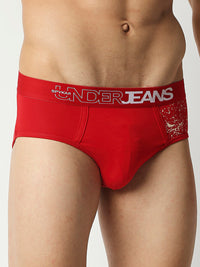 Underjeans By Spykar Men Premium Red Cotton Blend Brief