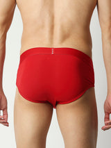 Underjeans By Spykar Men Premium Red Cotton Blend Brief