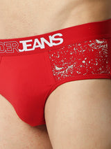 Underjeans By Spykar Men Premium Red Cotton Blend Brief
