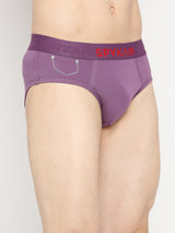 Underjeans By Spykar Men Premium Dull Purple Cotton Blend Brief