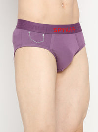 Underjeans By Spykar Men Premium Dull Purple Cotton Blend Brief