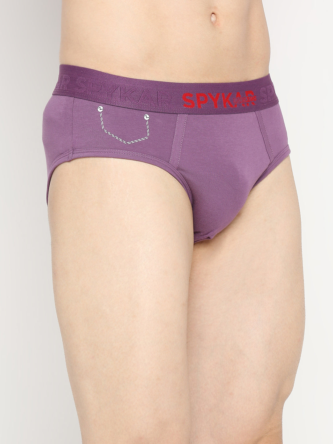 Underjeans By Spykar Men Premium Dull Purple Cotton Blend Brief