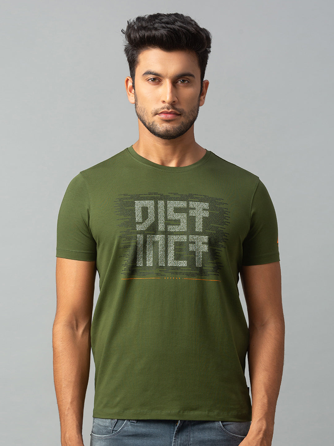 Spykar Men Green Cotton Slim Fit T-Shirt (Slim)