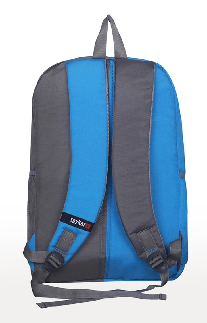 Spykar Grey and Blue Printed Backpack