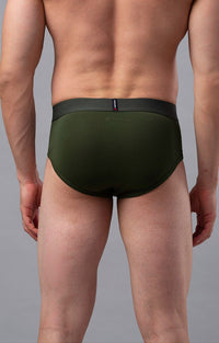 Olive Cotton Brief For Men Premium- Underjeans By Spykar