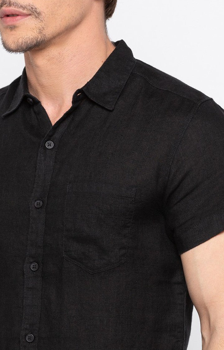 Spykar Men'S Black Cotton Solid Casual Shirts