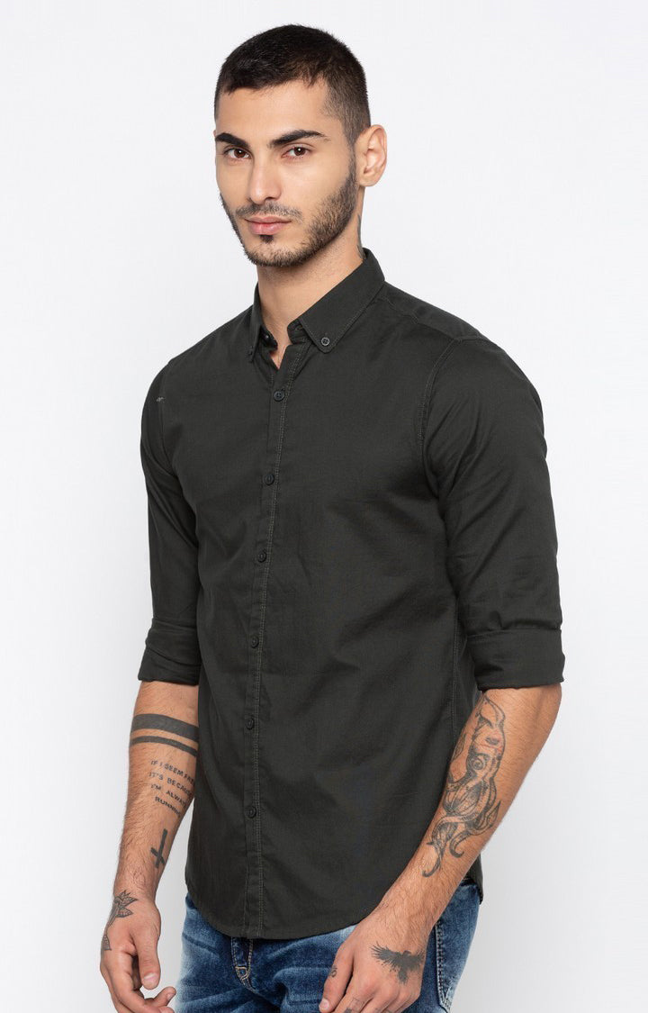 Spykar Men'S Black Cotton Solid Casual Shirts