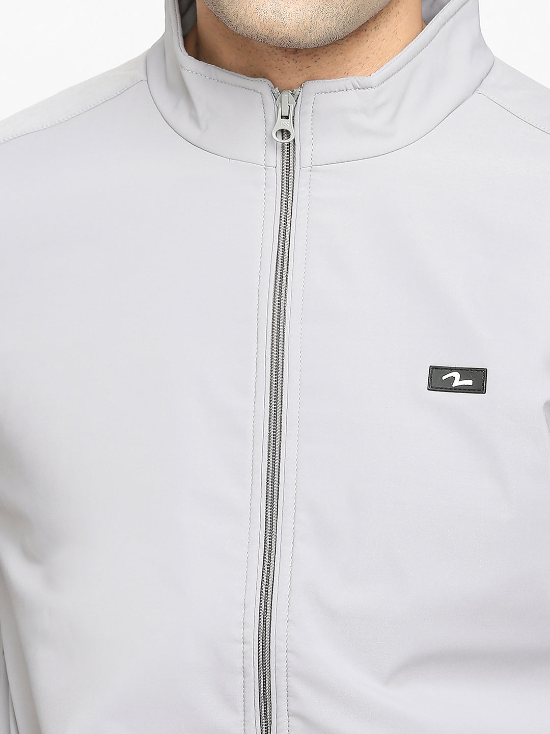 Spykar Light Grey Polyester Full Sleeve Casual Jacket For Men