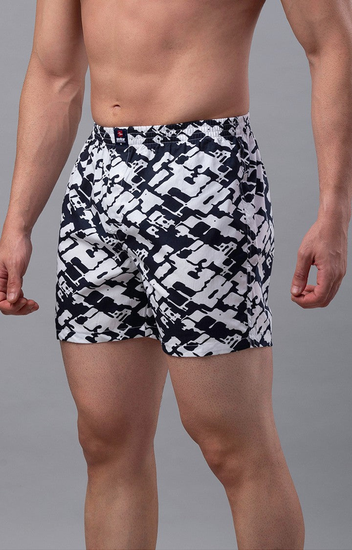 White Cotton Boxer For Men Premium- Underjeans By Spykar