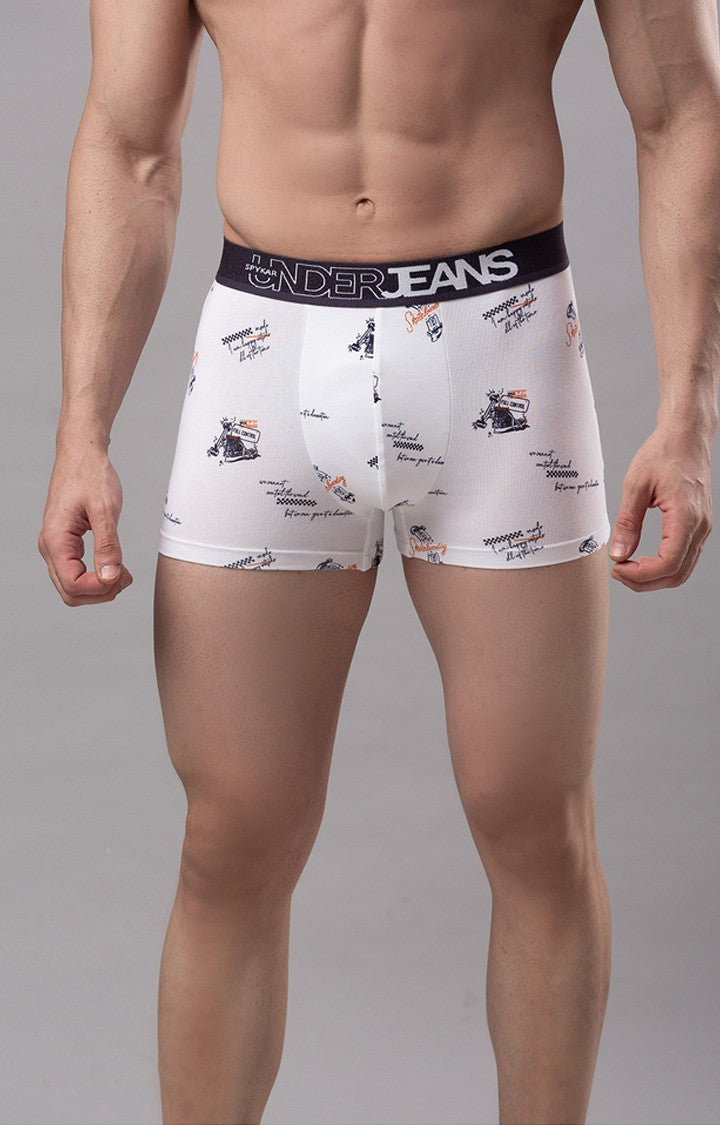 Underjeans By Spykar Men White Solid Trunks