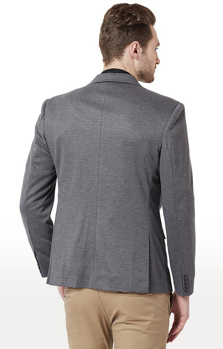 Spykar Grey Cotton Regular Fit Blazer For Men