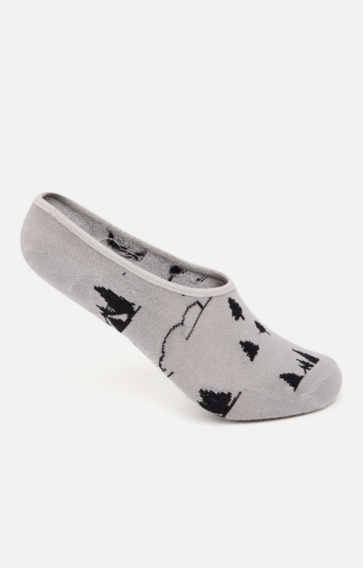 Spykar Grey Melange & Black Cotton Ped Socks - Pack Of 2