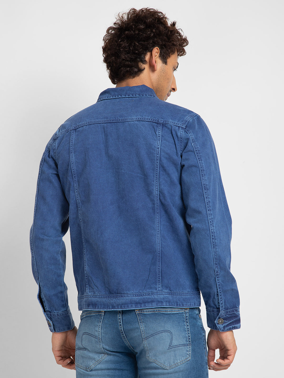 Spykar Men Blue Cotton Slim Fit Denim Jacket