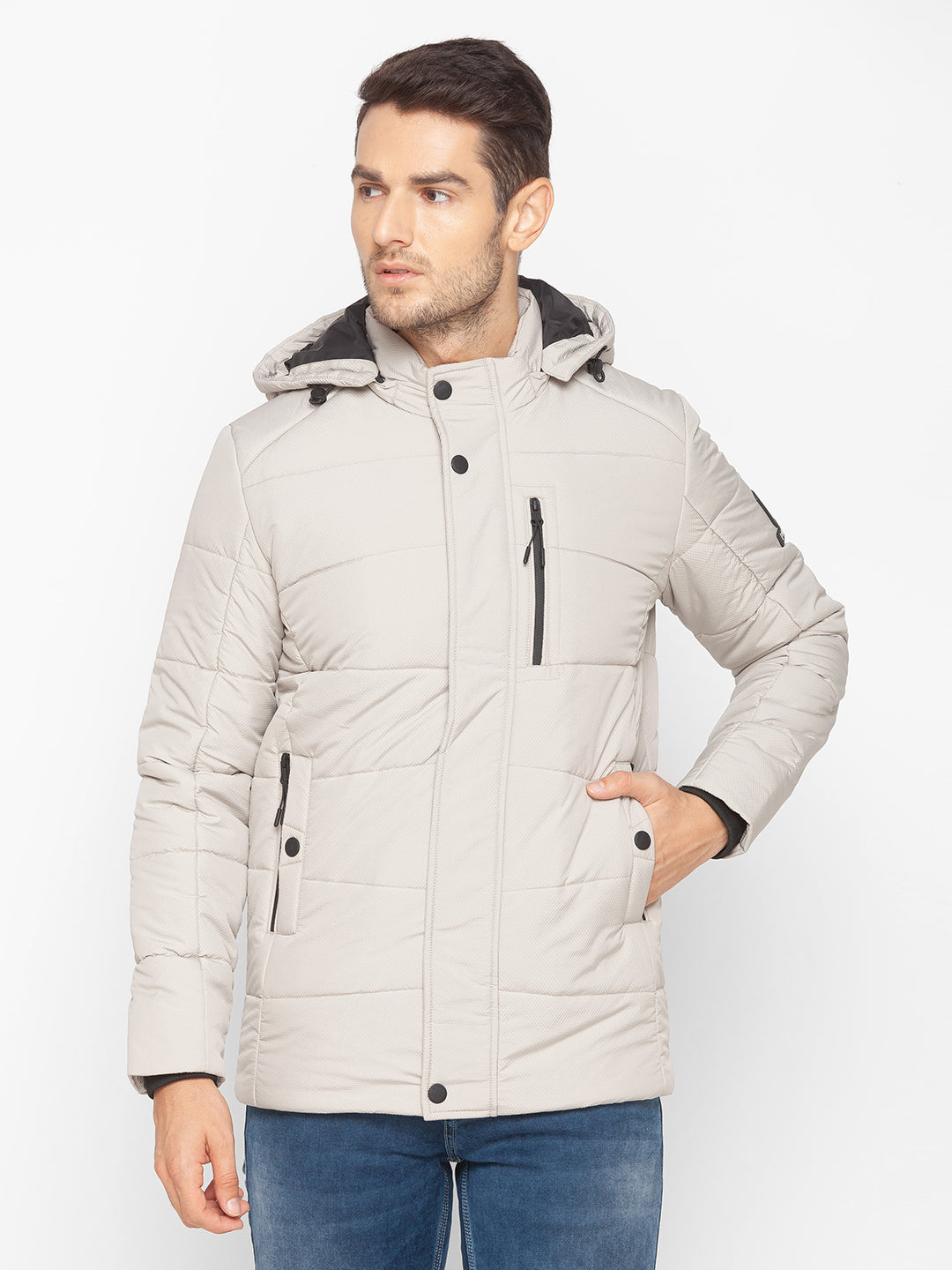 Spykar White Polyester Men Jacket