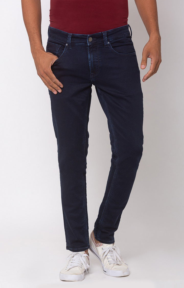 Spykar Raw Blue Cotton Stretch Super Skinny Fit Tapered Length Jeans (Super Skinny)