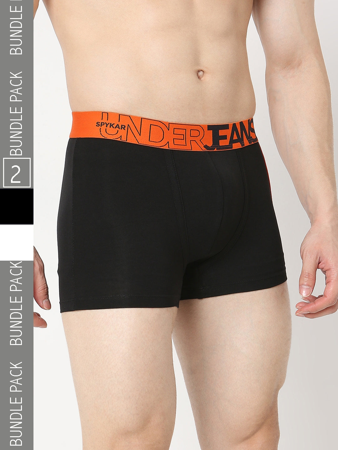 Underjeans by Spykar Men Premium Pack of 2 Black - White Trunk