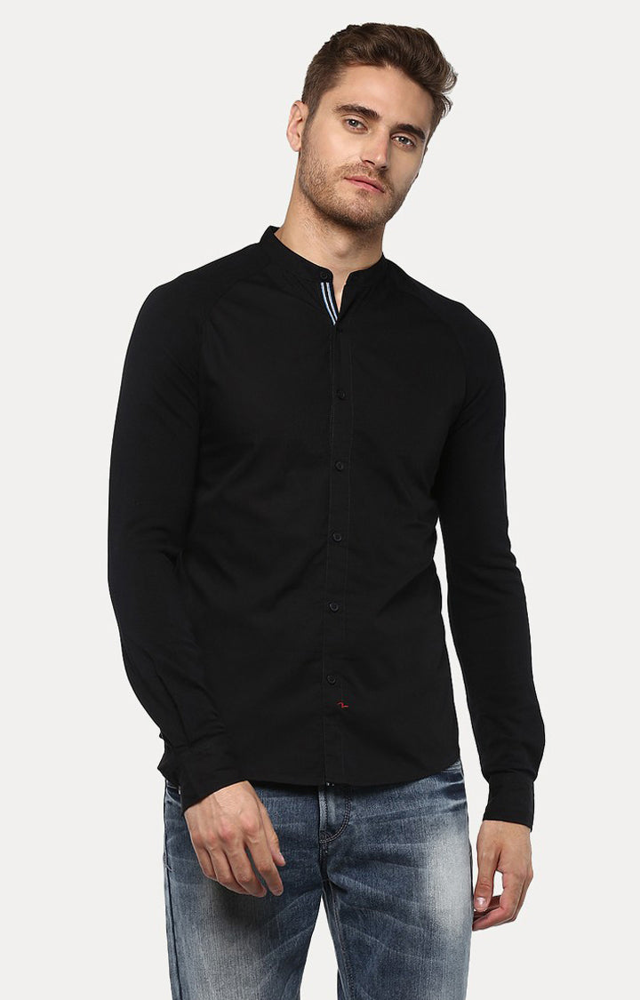 Spykar Men'S Black Cotton Solid Casual Shirts