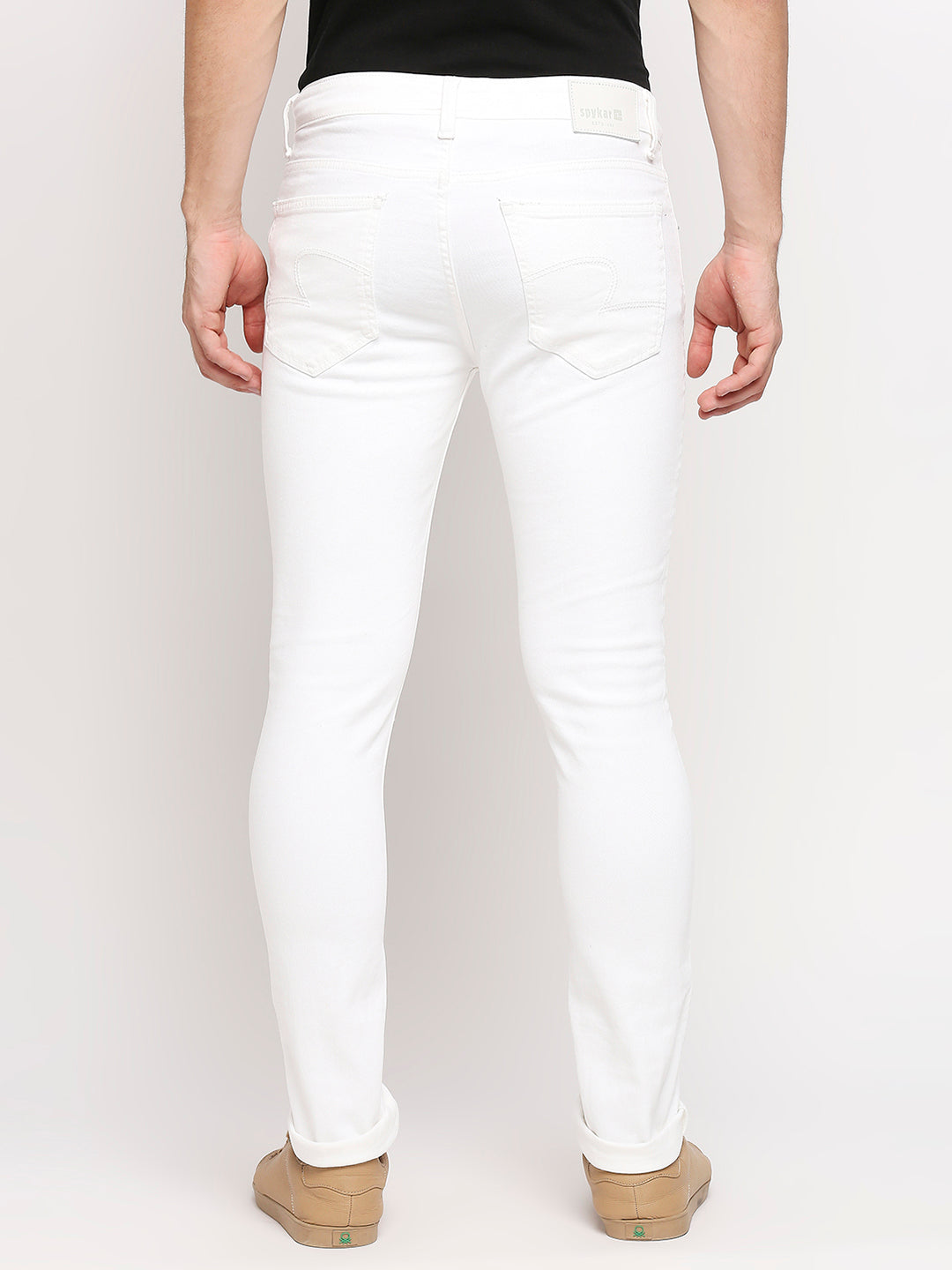 Spykar Men White Solid Skinny Low-Rise Jeans (Skinny)