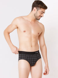 Men Premium Black Check & Maroon Check Cotton Blend Brief (Pack Of 2)- Underjeans By Spykar