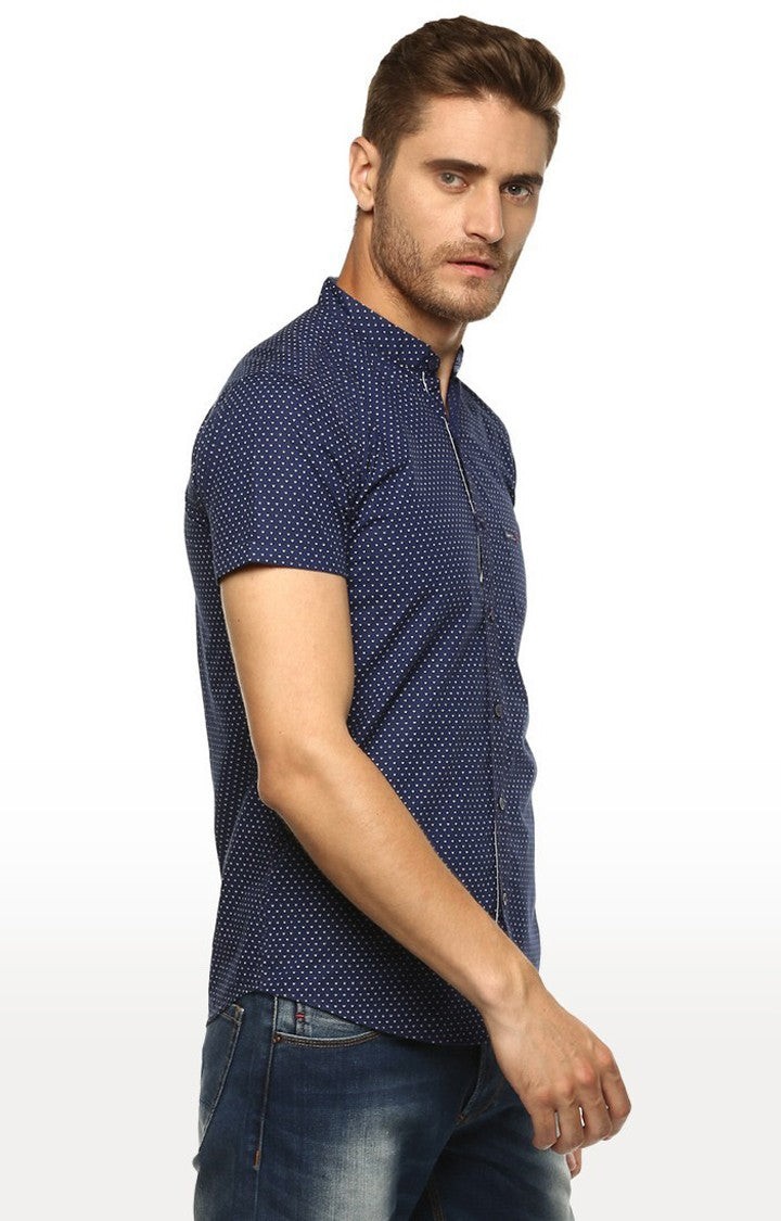 Spykar Men'S Blue Cotton Printed Casual Shirts