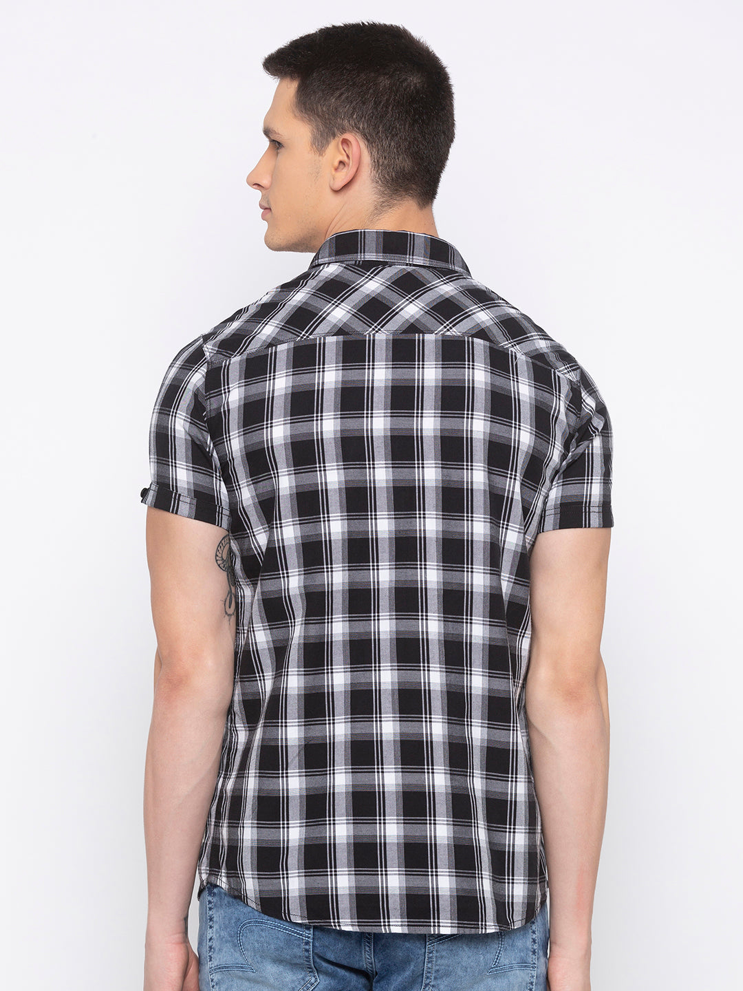 Spykar Men Black Checked Slim Fit Casual Shirt