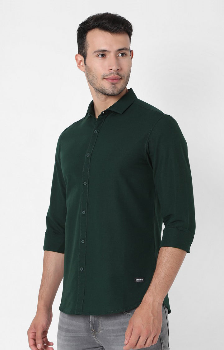 Spykar Men Green Cotton Slim Fit Shirts