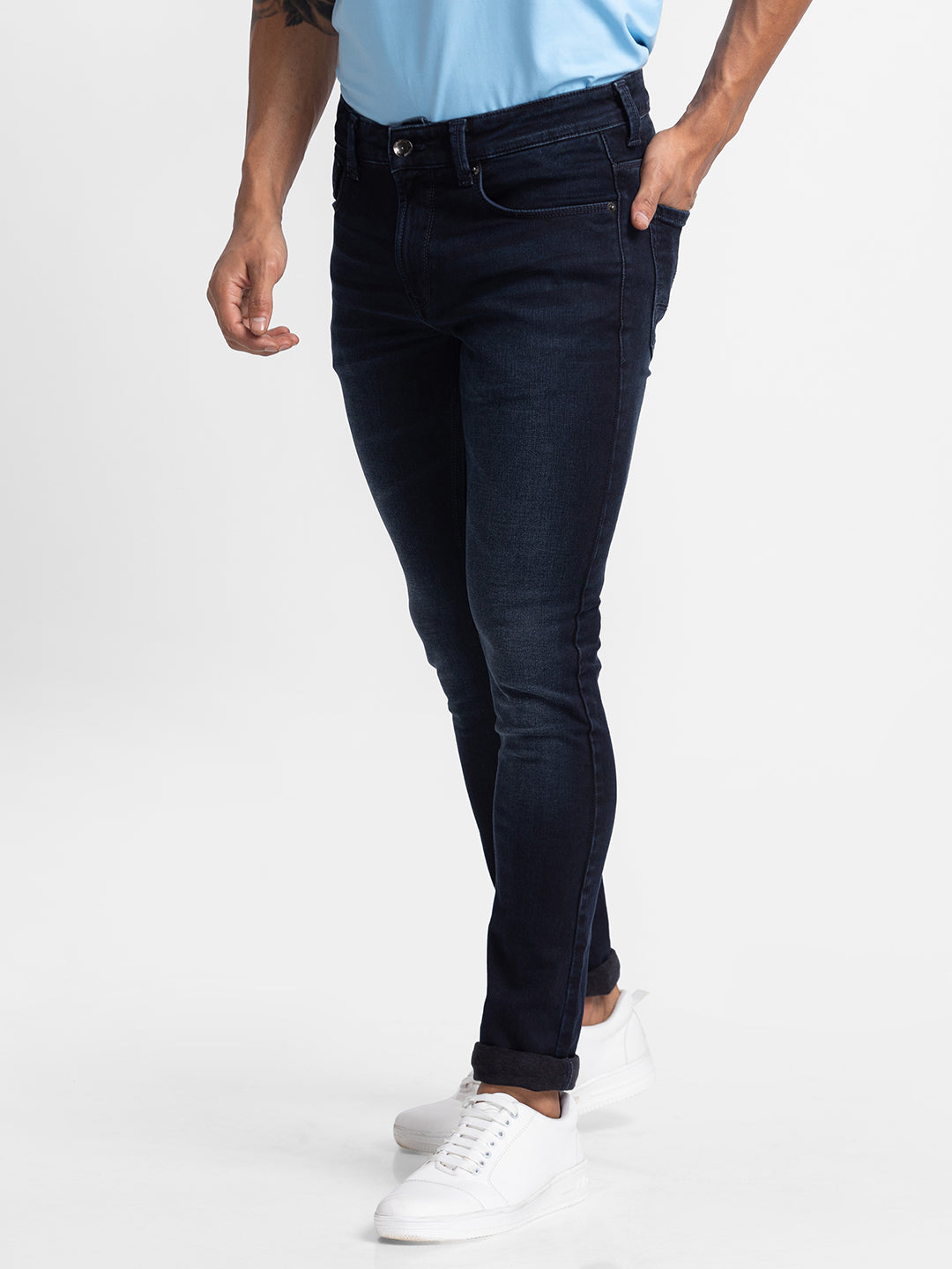 Spykar Mid Blue Cotton Slim Fit Narrow Length Jeans for Men (Skinny) :  Amazon.in: Fashion