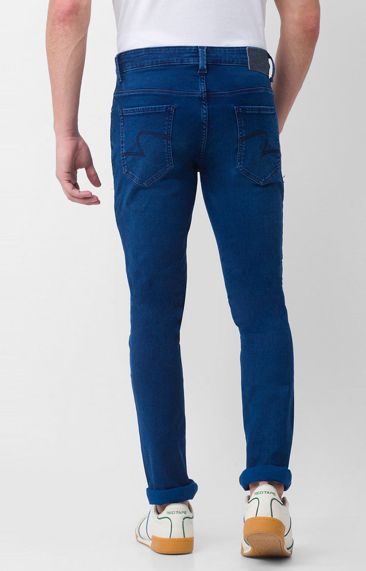 Spykar Ink Blue Cotton Slim Fit Narrow Length Jeans For Men (Skinny)