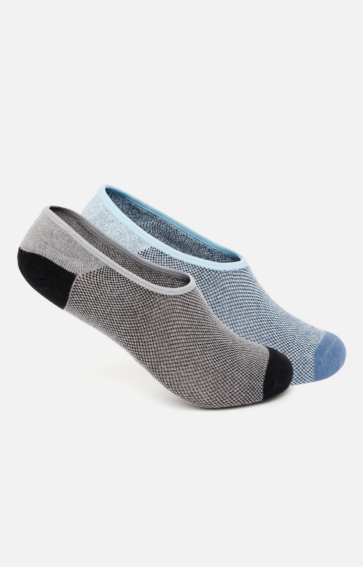 Spykar Black Blue Cotton Ped Socks - Pack Of 2