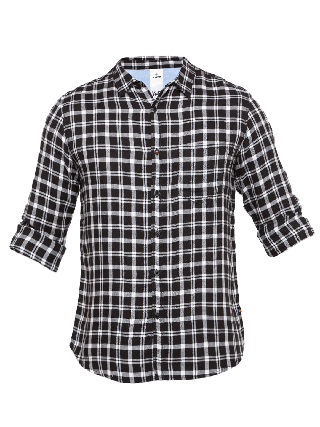 Spykar Men Black Checked Slim Fit Casual Shirt