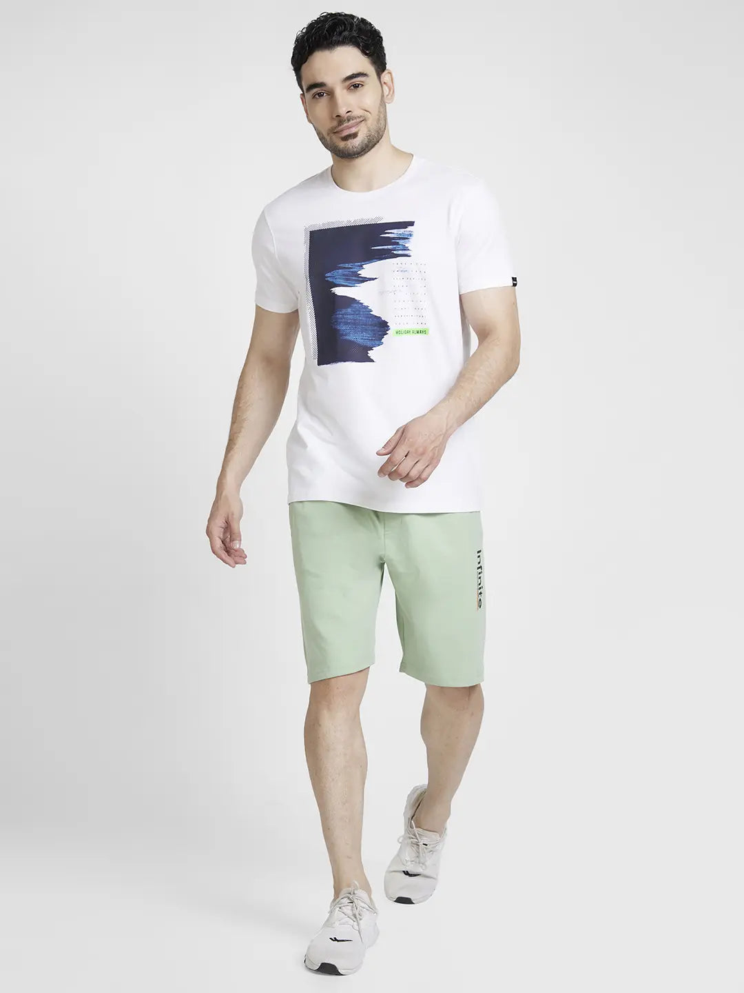 Spykar Men Pista Green Blended Knee Length Shorts