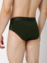 Underjeans By Spykar Men Premium Black & Olive Cotton Blend Regular Fit Brief - Pack Of 2