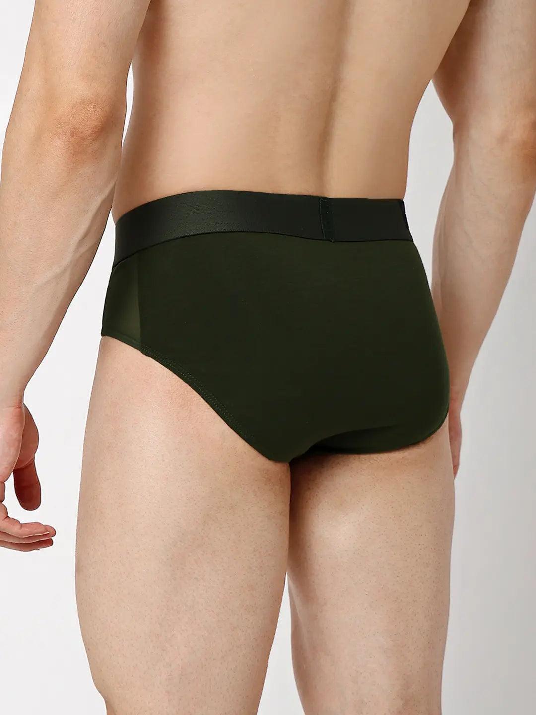 Underjeans By Spykar Men Premium Black & Olive Cotton Blend Regular Fit Brief - Pack Of 2