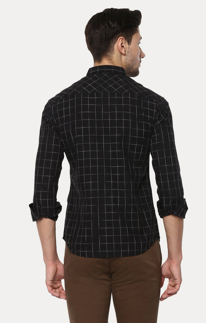 Spykar Men'S Black Cotton Checked Casual Shirts